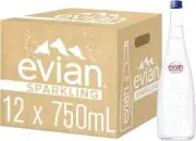 Evian Sparkling Water Glass Bottle 750ml (case of 12)