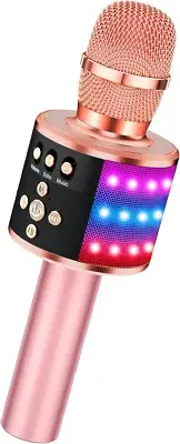 Bluetooth Wireless Karaoke Microphone with LED Lights,4-in-1 Portable Handheld