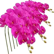 FagusHome 9 Heads Artificial Phalaenopsis Flowers 4 Pcs Artificial Orchid Flowers 42 inch Stem Plants for Home Décor (Purple)