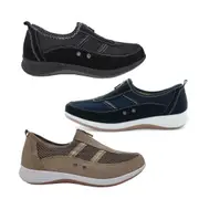 Just Bee Cavin Ladies Shoes Leather Upper Wide Casual Flats Zip Up Removable Insole