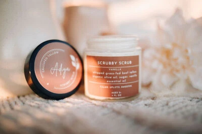Grass-fed Beef Tallow skin care Scrubby Scrub Exfoliator Balm