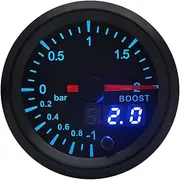 TYZYAGPGNL 2" 52mm 7 Colors LED Car Auto Turbo Boost Gauge BAR Meter Analog/Digital Dual Display Car Meter with Sensor Automotive Voltage Boost Meter