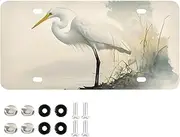 XYMZR License Plate Heron Retro Vintage Aluminum Decorative Car Front License Plate Vanity Tag Metal Car Plate for Men Women 6 × 12 Inch