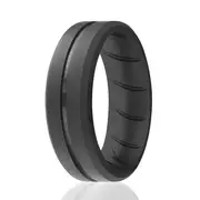 ROQ Silicone Wedding BR Middle Line Ring - Basic-Grey by ROQ for Men - 11 mm Ring