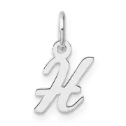 14k White Gold Small Script Letter H Initial Charm Bracelet Necklace