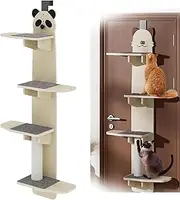 Multi Level Door Hanging Cat Shelf Tree & Ladder, 4-Levels Over The Door Cat Perch & Climber, Hanger Mounted Cats Shelves Play Tower (C 59in)