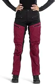 [Swedemount] Women's Nordkap Stretch Trousers, Robust and Durable Outdoor Trousers, Wind and Water-Repellent Material, Burgundy/Black, 10 AU