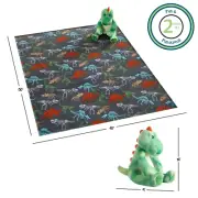 Your Zone 16" Huggable Dinosaur Plush Pillow & 50" x 60" Throw Blanket Set NEW