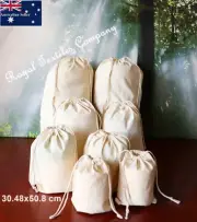 W30cm*H50cm Natural Premium Cotton Double Drawstring Reusable Bags 12x20 inches