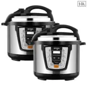 2X Electric Stainless Steel Pressure Cooker 10L 1600W Multicooker 16