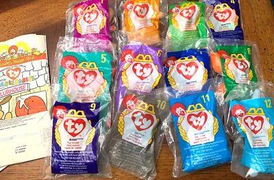 Sealed Ty McDonald's Toy Lot Animal 1998 Complete Plush Happy Meal with Sacks