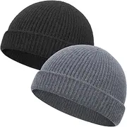 [PHILIGHTS] 1&2PCS Fisherman Beanie Hat Watch Cap Thin Wool Mens Beanies Hats for Guys Women Skull Caps