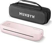 MUNBYN Portable Printers Wireless for Travel ITP04 with Carry Case, Portable Printer Bluetooth, Support 8.5 x 11 & A4 Thermal Paper, Compatible with Android, iOS & Laptop, Inkless Printer (Pink)