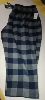 Mens 2XB Big & Tall PJ Sonoma Gray & Black Plaid Flannel Sleep Pajama Pants NWT