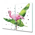 Glass Induction Ceramic Hob Cover Flamingo Watercolour Tropical Floral 2x30x52