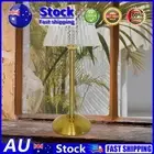 Crystal Table Lamp Metal Base Stepless Dimmable Touch Bedside Lamp Rechargeable