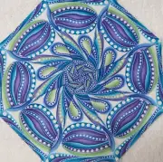 16 * 9.5" Singing the Blues Paisley #2 Stack & Whack Quilt Blocks Kaleidoscope
