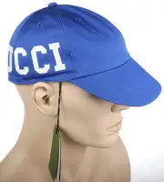 NEW GUCCI ROYAL BLUE CANVAS COTTON SIGNATURE LETTERS BASEBALL CAP HAT MEDIUM