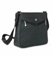 RIONI Brown Monogrammed Canvas Messenger Black Bag STB-20250