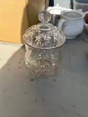 Hand Cut Crystal Biscuit Jar Vintage Violetta Crystal No Chips No Cracks