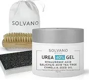 SOLVANO 40% Urea Gel -Extra Strength Formula with Salicylic Acid, Hyaluronic Acid, Tea Tree Oil, Camellia Seed Oil -For Deep, Cooling Relief -Softens Dry & Rough Skin -With Pumice Stone & Brush