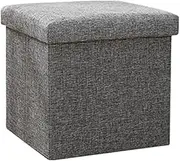 Storage Stool With Lid - Foldable Entrance Bench, Square Box, Stylish Chair, Multipurpose Bench, 38 * 38 * 38 cm (Grey)