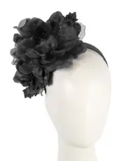 Black silk flower fascinator headband Fillies Collection Made in Australia