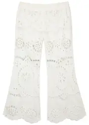 Zimmermann Lexi Embroidered Cut-out Linen Trousers - Ivory - 3 (UK 14 / L) 3 (UK 14 / L)
