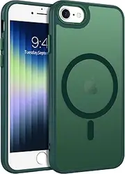 GaoBao Magnetic for iPhone SE Case 2022/iPhone SE Case 2020/iPhone 8 Case/iPhone 7 Case, Skin-Friendly Touch [Compatible with Mag Safe] Matte Back Phone Case Cover for iPhone 7/8/SE 4.7'', Dark Green