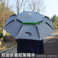 在飛比找Yahoo!奇摩拍賣優惠-現貨頭戴式釣魚傘戶外防曬遮陽傘新款折疊雨傘帽采茶漁具斗笠帽傘