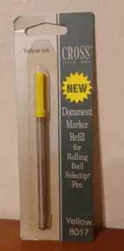 CROSS BRAND YELLOW 8017 DOCUMENT MARKER REFILL FOR ROLLING BALL SELECTIP PEN NOS
