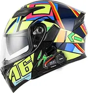 Bluetooth Motorcycle Helmets Modular Helmets Full Face Helmets Offroad Helmets Motocross Helmets ECE Approved with Double Visor for Women Men Adults D,XL=61-62CM