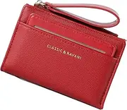 [Generic] Short Zipper Wallet, Zipper Wallet with Hand Strap - Lightweight Small Items Wallet,Large Capacity Multifunctional Coin Purse for Important Notes, wine red, Se r?f?rer au descriptif, Refer to