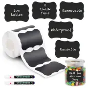 Wavy Chalkboard labels 200pcs with 2 White Chalk Marker, Reusable Waterproof ...