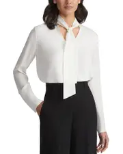 Lafayette 148 New York Tie Collar Blouse