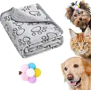 Large Flannel Dog Blanket Winter 76 x 104 cm, Warm Cat Blanket, Pet Blanket, Pet Blanket, Dog Blanket, Sofa, Dog Blanket, Washable, Sofa Protector for Dogs Cats, Cuddly Blanket, Fluffy Blanket Sofa