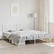 Metal Bed Frame Without Mattress with Headboard White 183x203 cm King Bed/Accessories