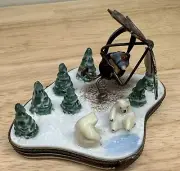 Snow Butterfly Handgliding Airplane Polar Bear Alaska Skiing Limoges Box
