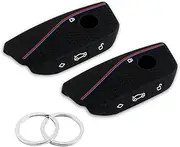 Compatible with BMW Key Fob Cover,2PCS Car Key Fob Protector with 2PCS Rings Reduces Key Scratches,Silicone Car Key Cover
