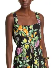 Aqua L108825 Womens Black Fruit Sqaure Neck Button Front Tank Top Size S