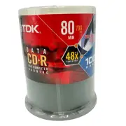 TDK Data CD-R Recordable 48X 700MB 80 Minutes For Computer Burning 100 Pack