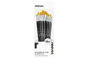 Reeves Gold Taklon LH Flat Round & Filbert Paint Brushes Painting Set