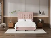 My Style Buttoned Headboard & Drawer Base - Queen / Rosewater / Drawer Base