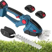 Handheld Portable Electric Shrub Cutter，2-in-1 Cordless Grass Shear，with 23cm Length Lawn Scissors and 12cm Width Lawn Scissors，Garden Shrub Trimmer for Garden, Lawn, Grass, Shrubs