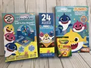 Baby Shark Lets Go Game + Birthday Puzzle + Coloring Book + Crayola Crayons New