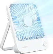JISULIFE Desk Fan Battery Operated Rechargeable, 4500mAh 180°Foldable Portable Fan, 4 Speeds Adjustable Long Battery-Life for Home Office Travel Outdoor-White