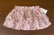 OshKos B'gosh Baby Girls Floral Butterfly Pull On Ruffle Layered Skirt Pink 12 M