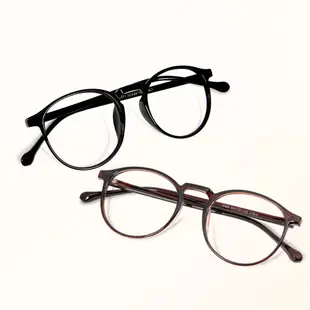 簡約造型輕量亮黑圓框UV400濾藍光眼鏡│ALEGANT (6.5折)