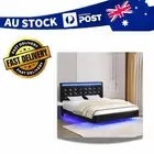 Levede Floating Bed Frame Double Size with RGB Led Lights PU Leather Platform
