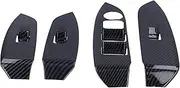 PerGar Window Switch Panel Cover, 4PCS Window Switch Panel Cover, Carbon Fiber Window Lift Button Frame Replacement for Mazda CX‑3 CX3 2016‑2021